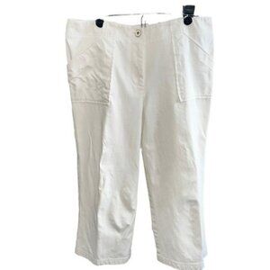 St. John Sport White Cropped Pants Cotton/Elastane Blend Womens Size 14